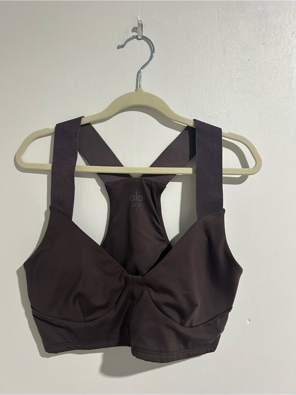 Alo Yoga Espresso Brown Wide Strap Racerback Sports Bra - Small